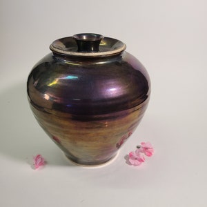 Handmade Ceramic Canister, Ceramic Urn, Ceramic Jar with Lid, Ceramic Kosai, Irredescent Pottery Jar, Handmade wheel thrown Ceramic Pot