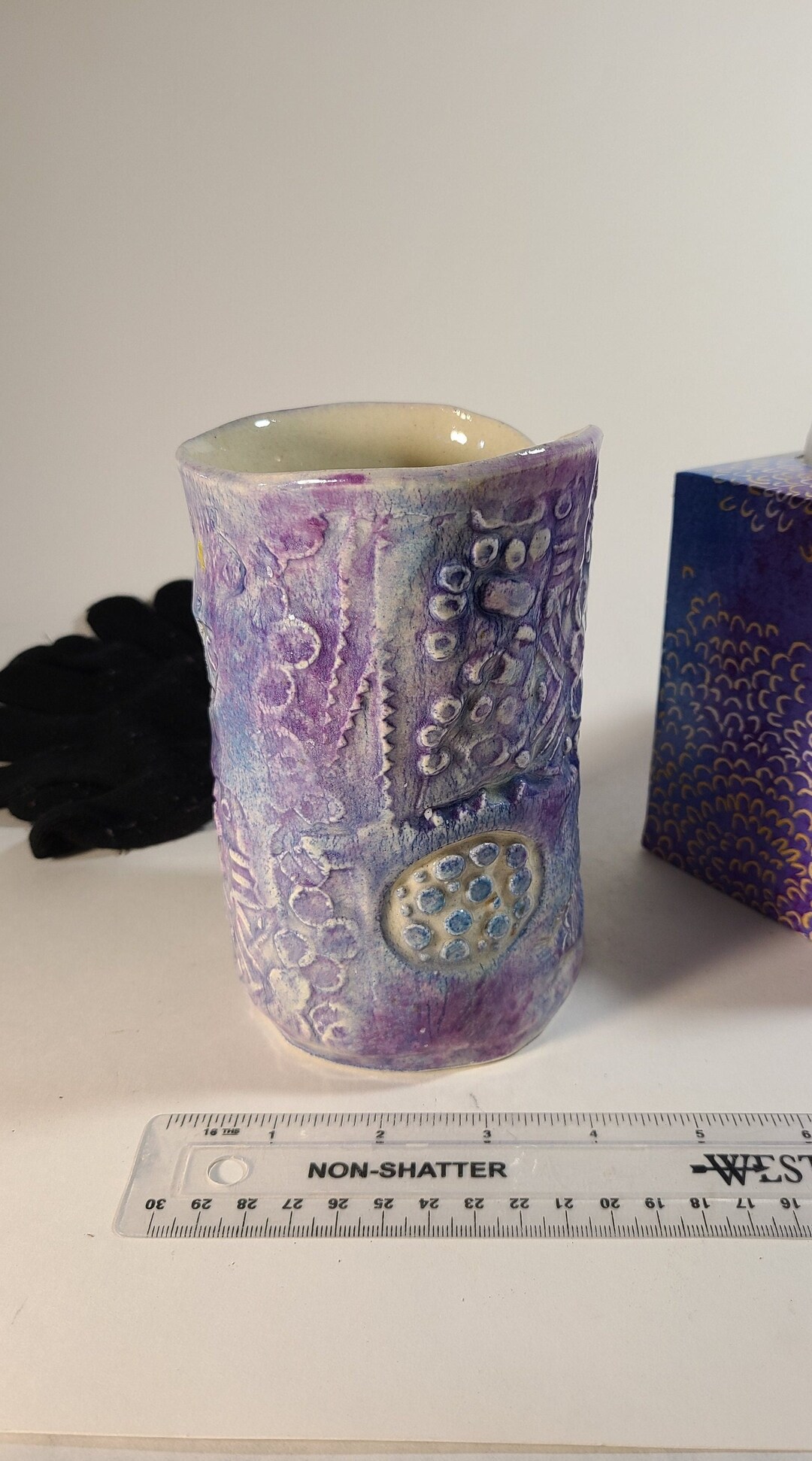 Purple Handmade Ceramic Vase, Handbuilt Ceramic Vase, Purple Stoneware
