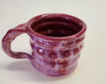 Red & Violet Stoneware Coffee Mug, Handmade Pottery Tea Cup