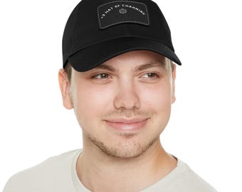 Leather Patch Dad Hat, Bio-Washed Chino Twill, Adjustable Buckle