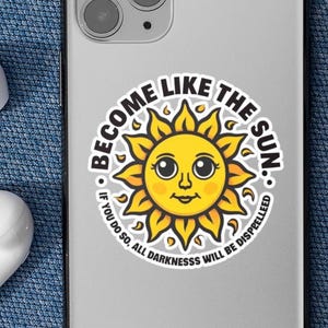 Pegatina con cita de Daisaku Ikeda, calcomanía de estilo kawaii con cara de sol del budismo Nichiren, regalo de ánimo Nam Myoho Renge Kyo para miembros de la SGI.