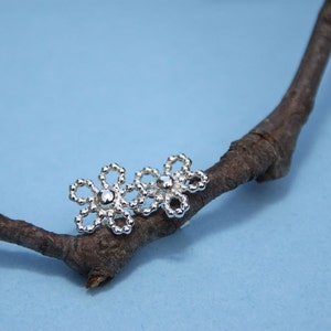 Flower Earrings Sterling Silver Beaded Wire post earrings image 3