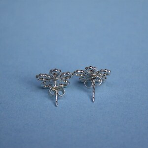 Flower Earrings Sterling Silver Beaded Wire post earrings image 4