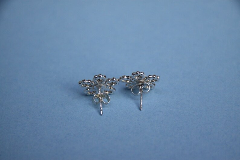 Flower Earrings Sterling Silver Beaded Wire post earrings image 4