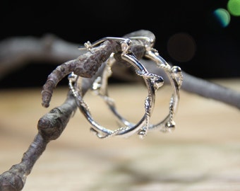 Hoop sterling silver twisted wire bead  Earrings   The Twisted One