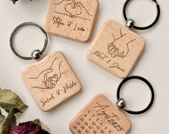 Schlüsselanhänger - personalisiert - Partner - Paar - Liebe - Geschenk - Geburtstag - Hochzeitstag -Valentinstag - Jahrestag - Gravur - Holz