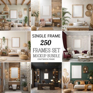 250 Frames Mockup Bundle High-Quality PNG 4096x4096, Mockup Set, Wall Mockup Frame For Digital Art Display