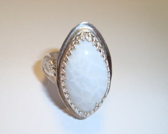 Agate Gemstone and Sterling Silver Ring, .925 Sterling Silver, Hand Fabricated, Size  8.75,  Male or Female,  Birthday, Christmas,  Friend