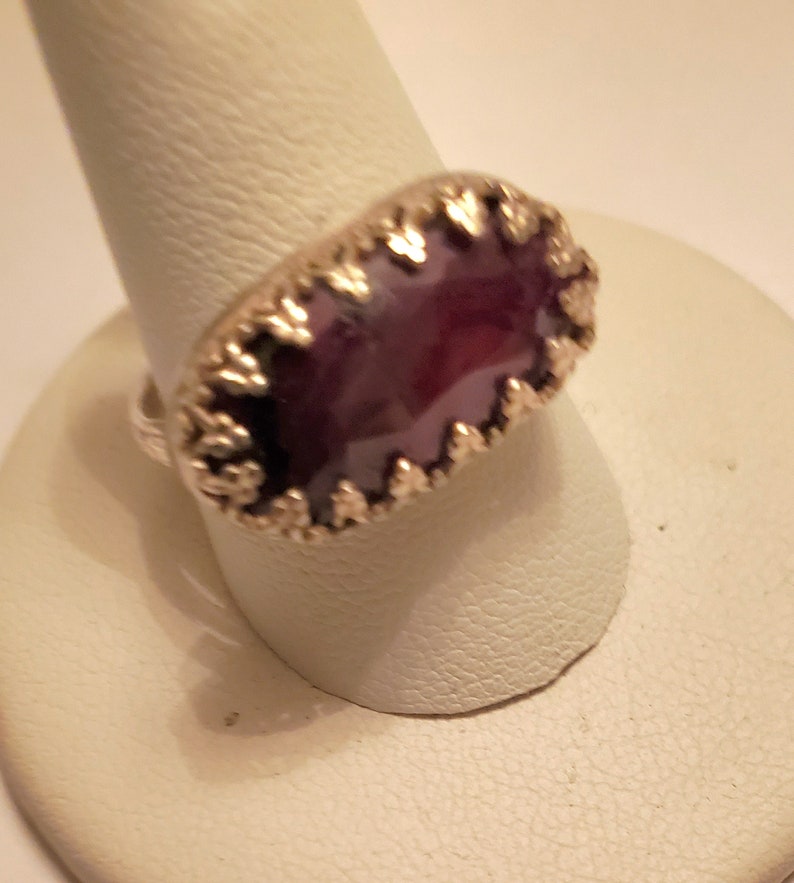 Beautiful Ruby and Sterling Silver Ring, .925 Sterling Silver, Hand Fabricated, Size 7 1/2, Birthday, Christmas, Friend image 1