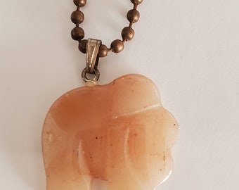 Jasper Gemstone Carved Elephant Necklace