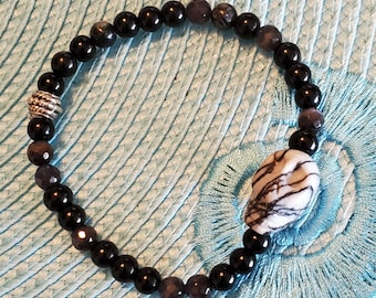 Black and White gemstone skull bracelet