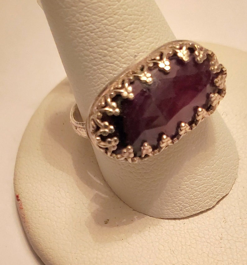 Beautiful Ruby and Sterling Silver Ring, .925 Sterling Silver, Hand Fabricated, Size 7 1/2, Birthday, Christmas, Friend image 4