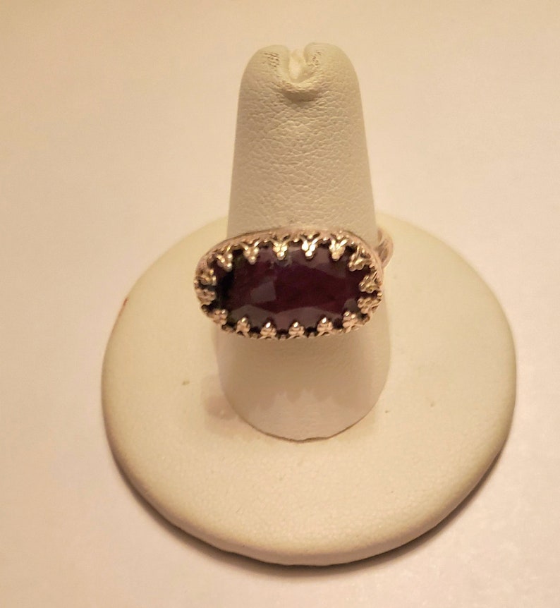 Beautiful Ruby and Sterling Silver Ring, .925 Sterling Silver, Hand Fabricated, Size 7 1/2, Birthday, Christmas, Friend image 10