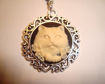 Katzenhalskette rund antik, mit Halskette, die an einer Bronzekette hängt - Kätzchen-Regel - Zeigen Sie Liebe für Ihre Katze - Katzenliebhaber -