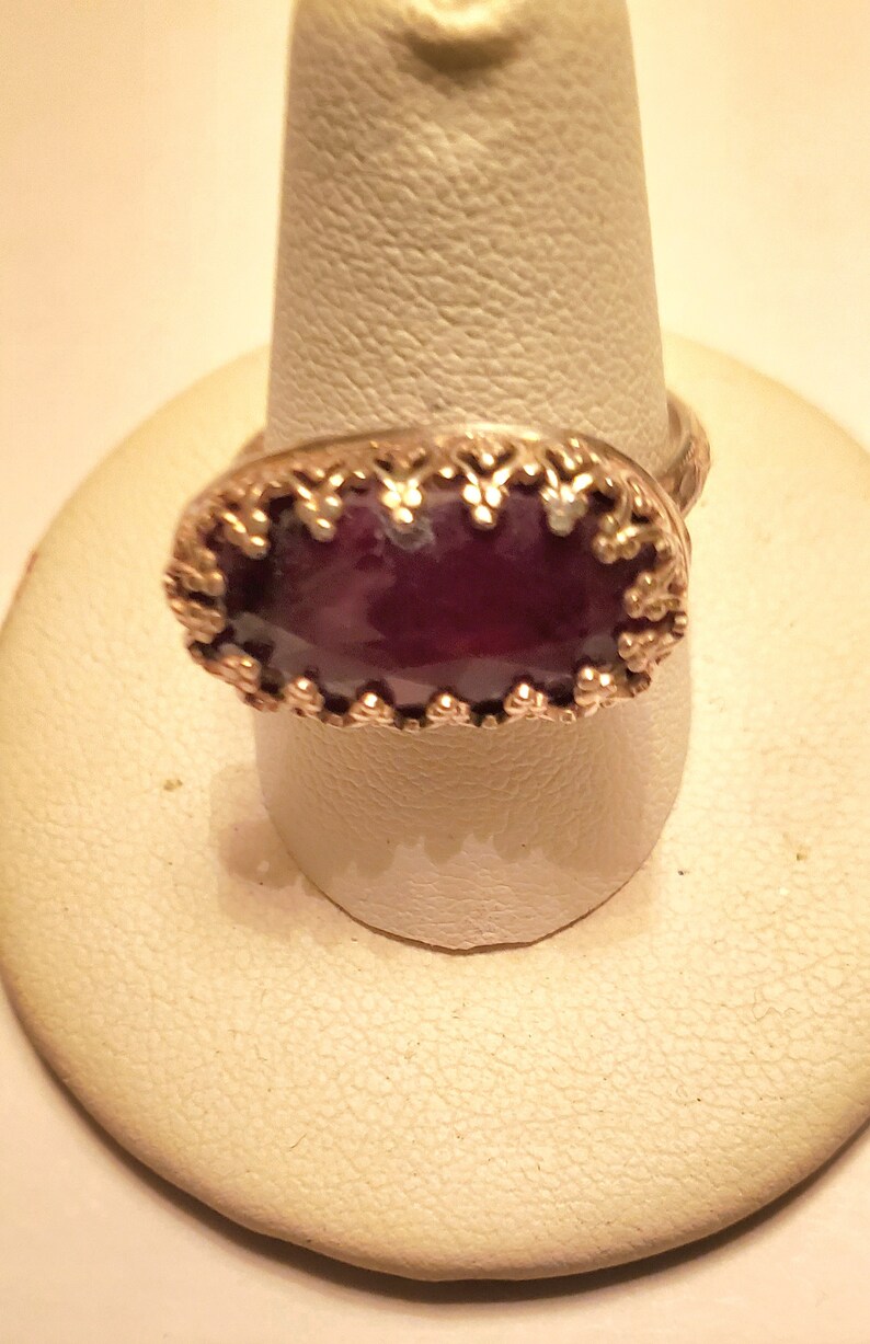 Beautiful Ruby and Sterling Silver Ring, .925 Sterling Silver, Hand Fabricated, Size 7 1/2, Birthday, Christmas, Friend image 8