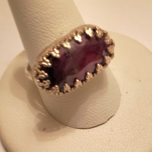 Beautiful Ruby and Sterling Silver Ring, .925 Sterling Silver, Hand Fabricated, Size 7 1/2, Birthday, Christmas, Friend image 6