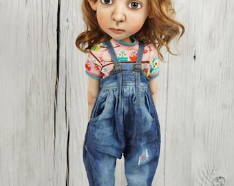 Overalls Denim Jeans For Dolls Like BIG Stella By Connie Lowe
