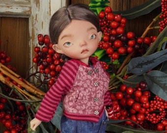 Jaqueta de beisebol veludo tiras rosa para bonecas como JacooSun Doll Rou Blythe Barbie