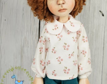 White Blouse For Dolls Like BIG Stella By Connie Lowe Flowers Cordury