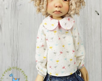 White Blouse For Dolls Like BIG Stella By Connie Lowe Dandelions Cordury