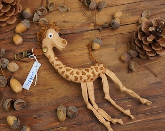 Giraffe # 1 Key Ring Africa Small Pendant Key Chain Toy Handmade Soft Gift Christmas Holidays Valentine's Day