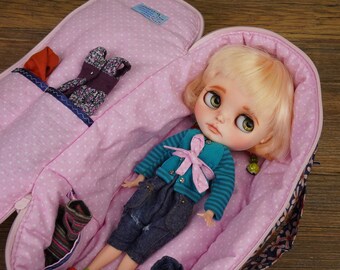 Travel Bag Sleeping Length 32cm Protective Doll Case Blythe Littlefee Nora Faylini Pepper Dumping Meadow Doll 1/6 Flowers Pink Dots