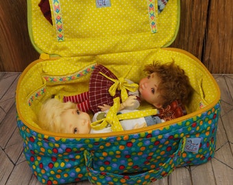 Travel Bag Sleeping Protective For Two Dolls Case Irrealdoll Lati BJD 1/6 Colorful Dots Yellow