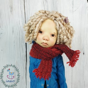 Knitting Scarf For Doll Like BIG Stella By Connie Lowe Colorful Big Doll 18&quot; Red