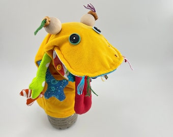 Hand Puppet Cheerful Worm Theater Handmade Velvet Colorful Yellow