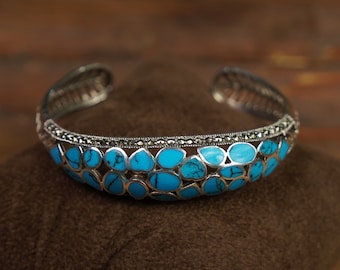 GARAGE SALE: Turquoise Silver Bracelet From Arizona Handmade Bangle