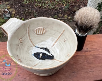 Ceramic Shaving Bowl Badger Scuttle Suribachi Traditional Wet Shave Bowl Lather Cup Mens Gift