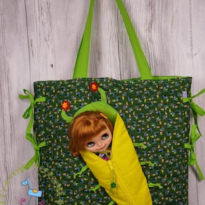 Bag for you & travel bag for Blythe Protective For Doll Handcrafted Handmade Yellow Green