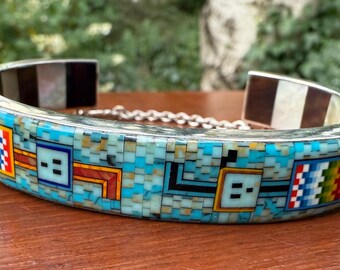 Handmade Native American Michael Little Elk Silver Turquoise Eagle