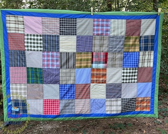 Pikowana kratka ręcznie robiona patchworkowa narzuta na łóżko dekoracja kolorowa 140 cm x 200 cm