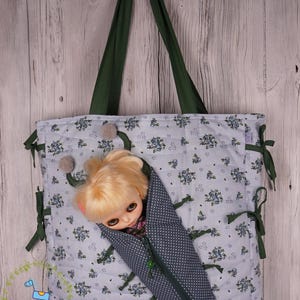Bag for you & travel bag for Blythe Protective For Doll Handcrafted Handmade Green Blue