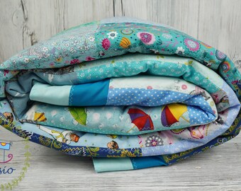 Quilted Children Baby Girl Boy Handmade Patchwork Quilt Bedroom Blanket Decoration Colorful 140cm x 200cm