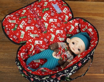 Christmas Travel Bag Length 24cm Sleeping Protective Doll Case Fable By Nikki Britt Doll 1/6 Bjd Red White Navy Christmas Shoes