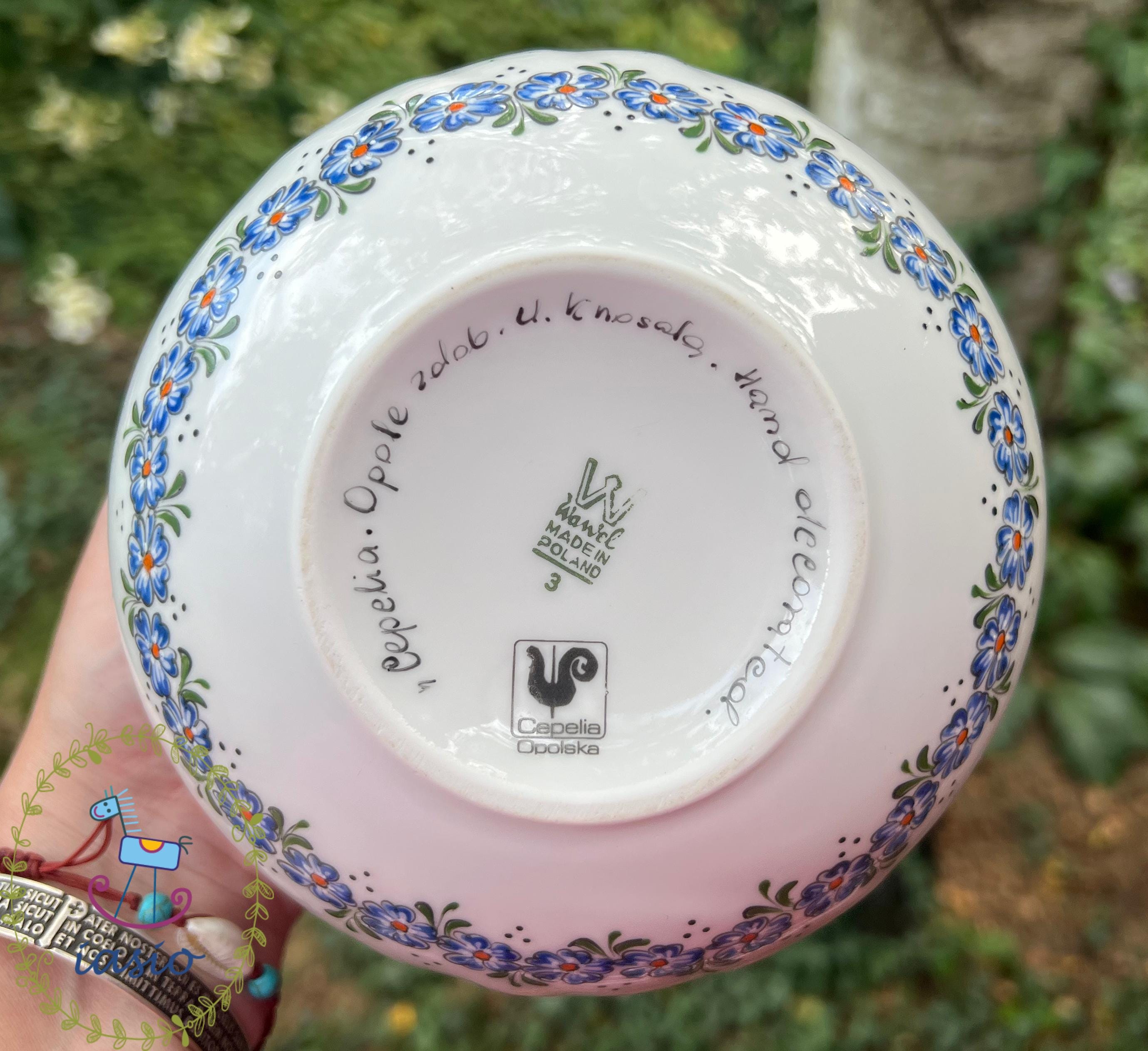 Cepelia Opole Hand Painted Vase Vintage Porcelain Made in Poland