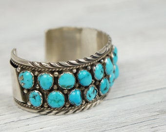 GARAGE SALE: Bangle Navajo Bracelet Sterling Silver Turquoises