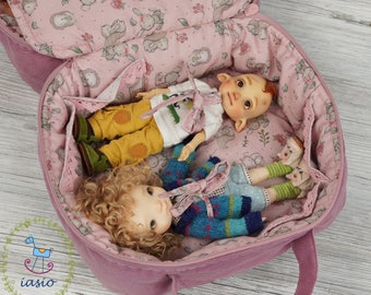 Travel Bag Length 21,5 Sleeping Protective For Four Dolls Case Bjd Purple Cordury Flowers