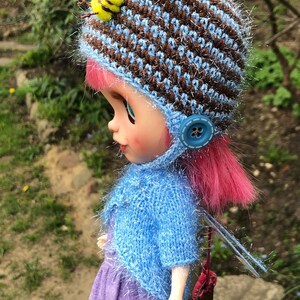 Blue Bee Hat And Cardigan Crochet Knitting For Blythe image 5