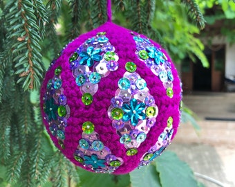 Medium Christmas Tree Ball Ornament Decorated With Sequins Gift Christmas Tree Decoration