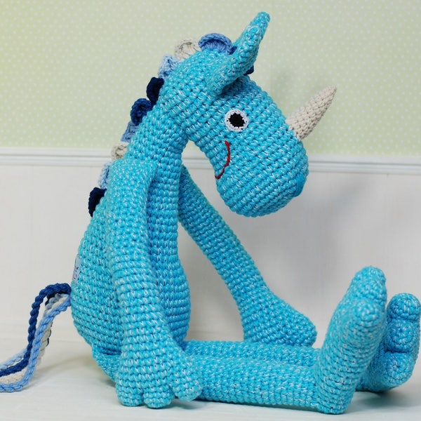 Unicorn Turquoise Blue Amigurumi Crochet Toy Animal Baby Girl Boy Soft Customized Toys Handmade Gift