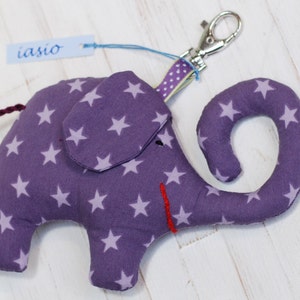 Purple Elephant Key Ring Small Pendant Key Chain Toy Handmade Soft Dots Gift Christmas Holidays Stars Valentine's Day