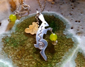Hare Pendant Gem bringer,  Silver Jewellery by SquareHare, Uk handmade, Vegan, wildlife nature necklace countryside