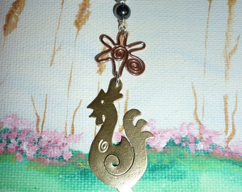 Rescue chicken cockrel cock silver pendant jewellery poultry uk bird necklace vegan handmade squarehare