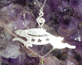 Celestial Hare Pendant necklace jewelry, Squarehare, vegan UK,  wildlife wedding handfasting, nature lover, rabbit