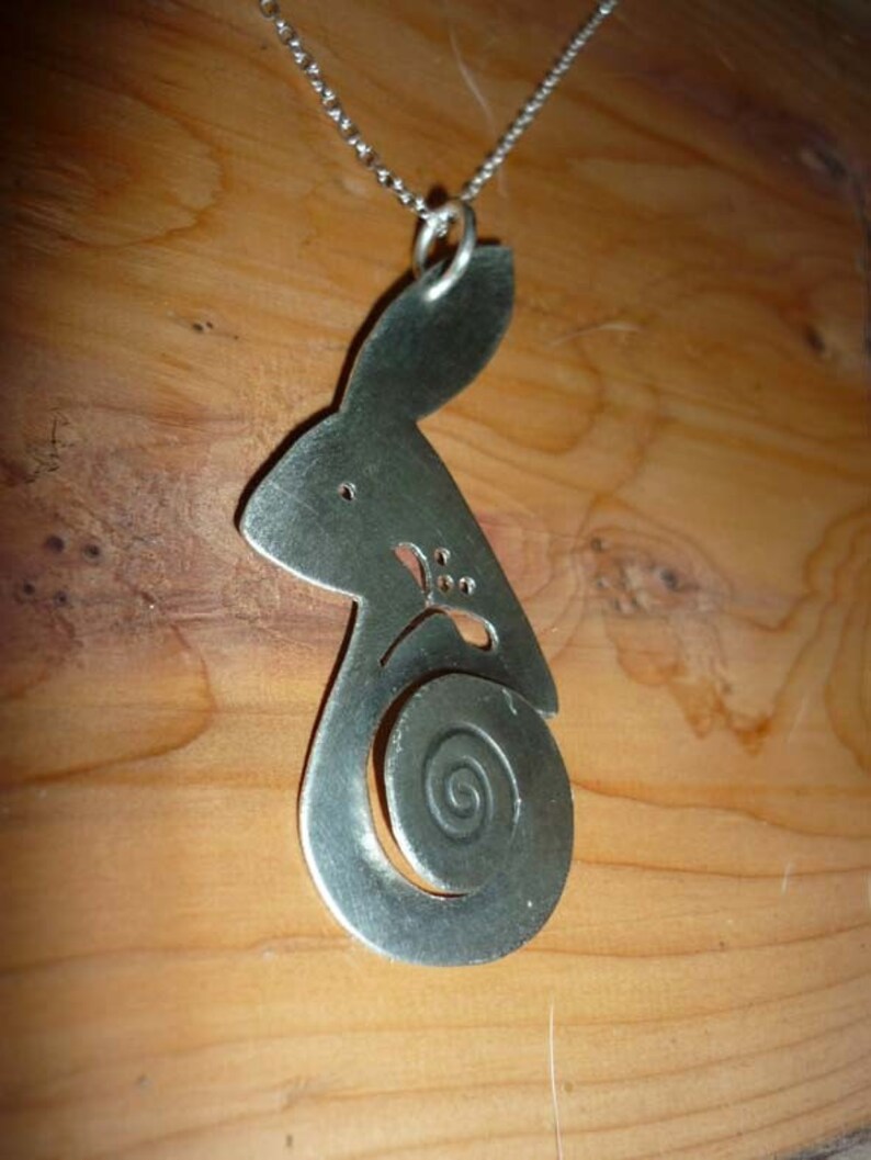 Hare Misteltoe Pendant, spiral silver Jewellery, UK, Vegan celtic winter xmas wildlife druid magical origonal handfasting image 4