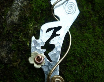 Hare Jewellery Pendant Silver and Brass SquareHare UK Vegan celtic eco pagan easter jewellery handmade wildlife wedding event
