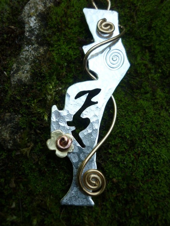 Hare Jewellery Pendant Silver and Brass SquareHare UK Vegan celtic eco pagan easter jewellery handmade wildlife wedding event